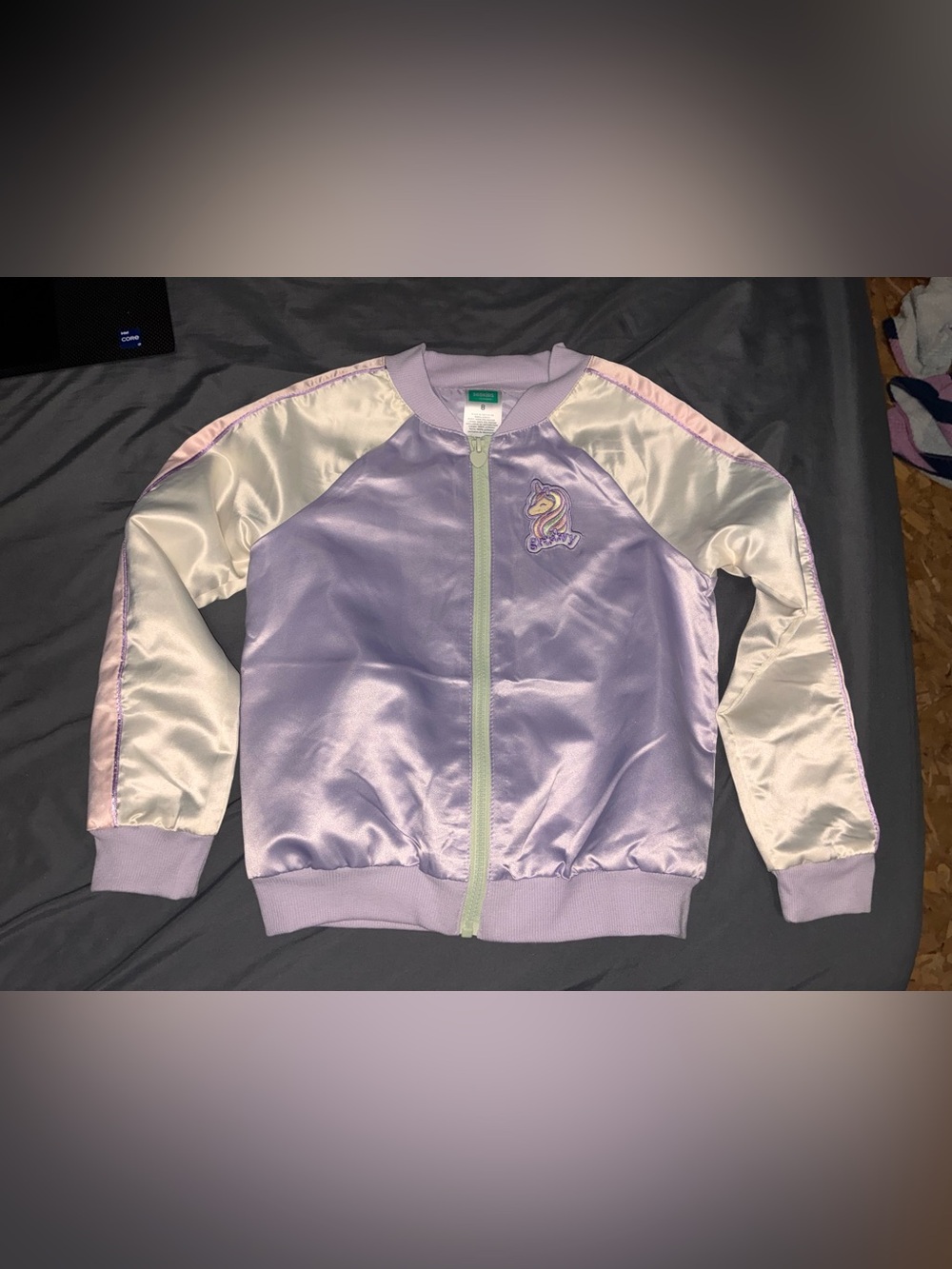 Garanimals Lavender and Cream Satin Bomber Jacket
